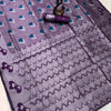 Purple Banarasi Silk Saree with Heart Motif Weaving