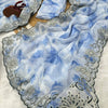 Powder Blue Floral Printed Saree with Embroidered Cutwork Border & Matching Blouse