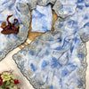 Powder Blue Floral Printed Saree with Embroidered Cutwork Border & Matching Blouse
