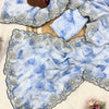 Powder Blue Floral Printed Saree with Embroidered Cutwork Border & Matching Blouse