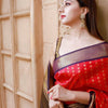 Radiant Rani Pink Kanchipuram Silk Saree with Contrast Purple Zari Border
