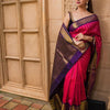Radiant Rani Pink Kanchipuram Silk Saree with Contrast Purple Zari Border