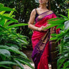Radiant Rani Pink Kanchipuram Silk Saree with Contrast Purple Zari Border