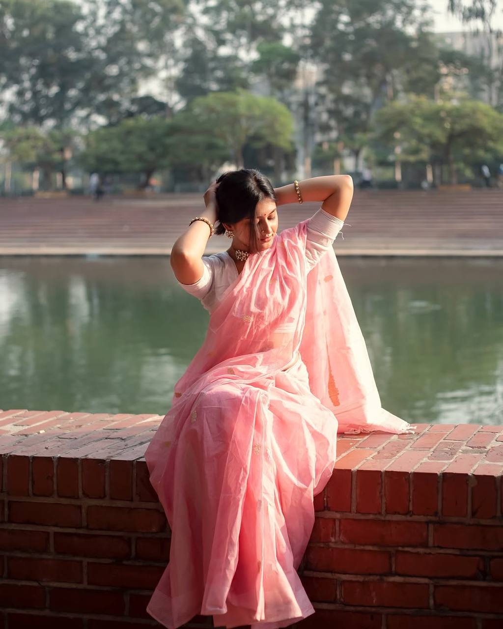 Royal Rani Pink Banarasi Silk Saree with Contrast Purple & Gold Zari Border