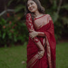 Deep Maroon Banarasi Silk Saree with Ornate Antique Gold Zari Borders