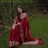 Deep Maroon Banarasi Silk Saree with Ornate Antique Gold Zari Borders
