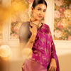 Regal Magenta Banarasi Silk Saree with Antique Gold 'Vana-Chari' Animal Motifs