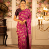 Regal Magenta Banarasi Silk Saree with Antique Gold 'Vana-Chari' Animal Motifs