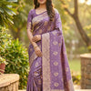 Lavender Purple Silk Saree with Elegant Gold Zari Traditional Border