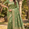 Olive Green Silk Saree with Classic Gold Zari Woven Border