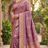 Mauve Purple Silk Saree with Rich Gold Zari Traditional Border
