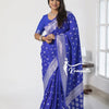 Royal Blue Banarasi Silk Saree with Silver Zari Weaving