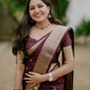 Royal Wine Silk Saree with Traditional Gold Zari Border and Floral Butta Work