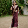 Royal Wine Silk Saree with Traditional Gold Zari Border and Floral Butta Work