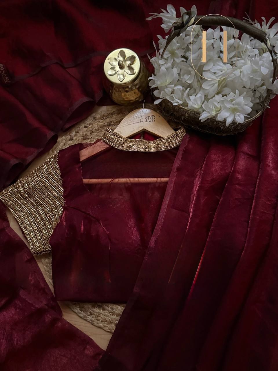 Luxury Shimmer Organza Saree with Heavy Sequin Designer Blouse – 7 Color Options