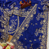 Royal Blue Heavy Embroidered Saree with Gold Zari Floral Work & Designer Blouse