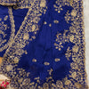 Royal Blue Heavy Embroidered Saree with Gold Zari Floral Work & Designer Blouse