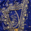Royal Blue Heavy Embroidered Saree with Gold Zari Floral Work & Designer Blouse