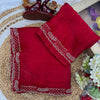 Red Saree with Elegant Stone Work Border & Matching Blouse