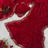 Red Saree with Elegant Stone Work Border & Matching Blouse
