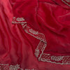 Red Saree with Elegant Stone Work Border & Matching Blouse