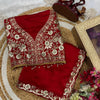 Red Heavy Embroidered Saree with Floral Zari-Sequin Work & Designer Blouse