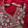 Red Heavy Embroidered Saree with Floral Zari-Sequin Work & Designer Blouse