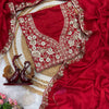 Red Heavy Embroidered Saree with Floral Zari-Sequin Work & Designer Blouse