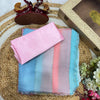 Pastel Multi-Color Striped Organza Saree with Subtle Sequin Work & Matching Blouse