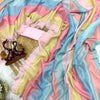 Pastel Multi-Color Striped Organza Saree with Subtle Sequin Work & Matching Blouse