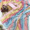 Pastel Multi-Color Striped Organza Saree with Subtle Sequin Work & Matching Blouse
