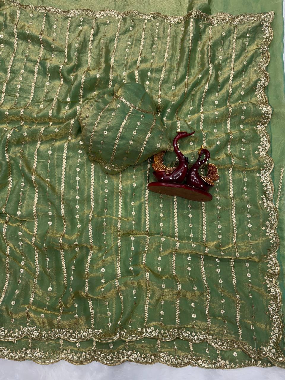 Designer Multi-Color Organza Saree Collection with Gold Embroidered Border