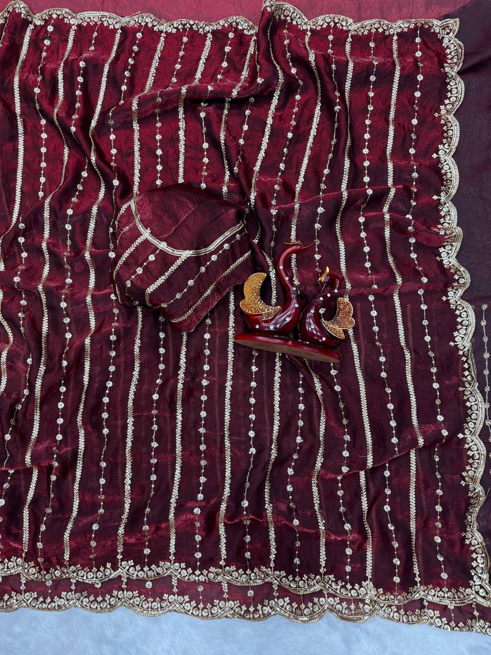 Designer Multi-Color Organza Saree Collection with Gold Embroidered Border