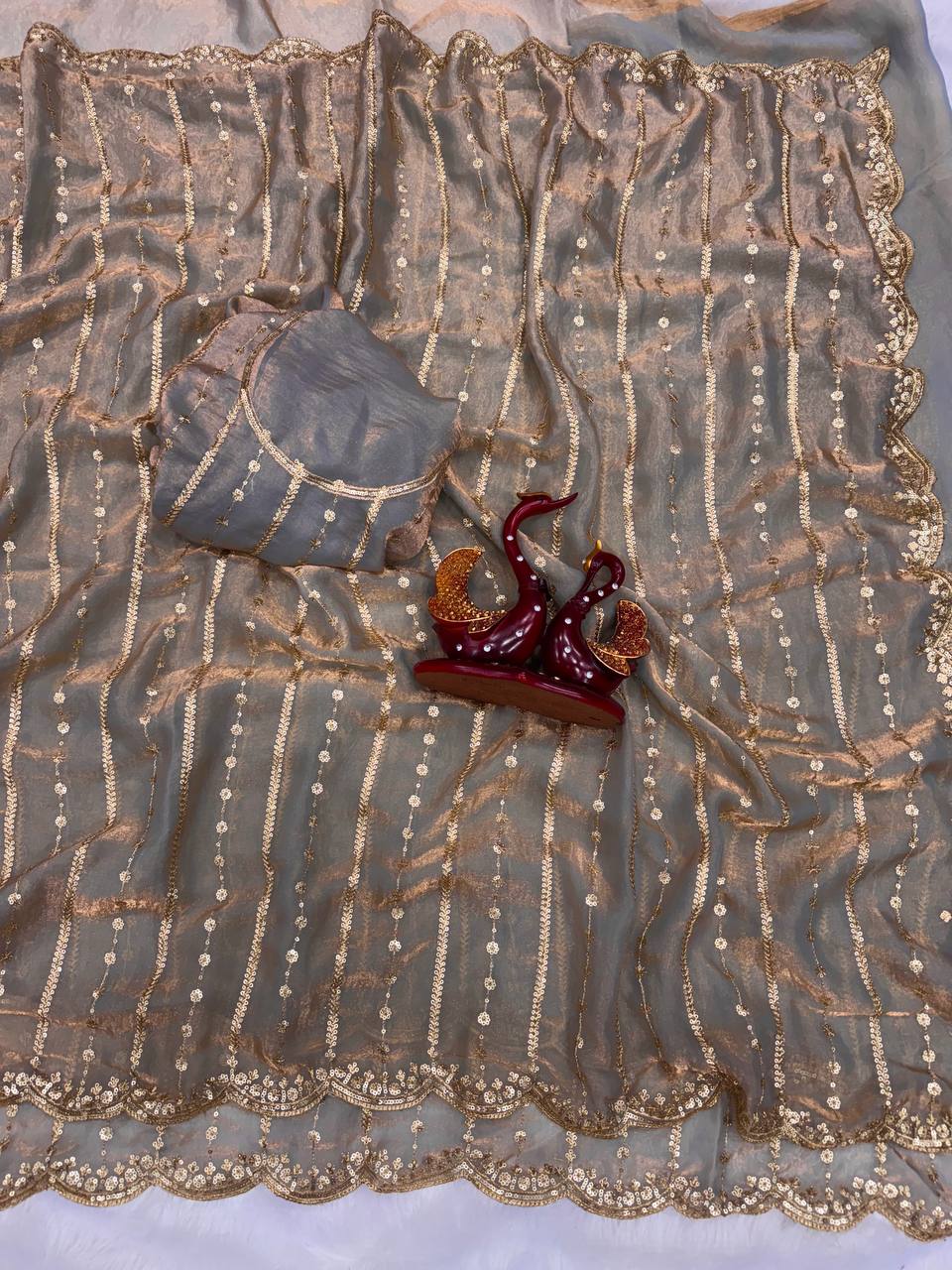 Designer Multi-Color Organza Saree Collection with Gold Embroidered Border