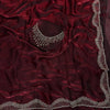 Wine Maroon Saree with Crystal Stone Work Border & Designer Blouse