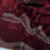 Wine Maroon Saree with Crystal Stone Work Border & Designer Blouse