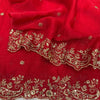 Luxury Red Heavy Embroidered Saree with Intricate Zari Work & Designer Blouse