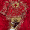 Luxury Red Heavy Embroidered Saree with Intricate Zari Work & Designer Blouse