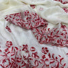 Ivory White Organza Saree with Red Floral Embroidery & Designer Blouse