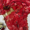 Red Floral Printed Saree with Gold Handwork Border & Matching Blouse