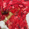 Red Floral Printed Saree with Gold Handwork Border & Matching Blouse