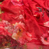 Red Floral Printed Saree with Gold Handwork Border & Matching Blouse