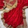 Classic Red Embroidered Saree with Heavy Zari-Sequin Border & Designer Blouse
