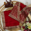Classic Red Embroidered Saree with Heavy Zari-Sequin Border & Designer Blouse
