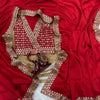 Classic Red Embroidered Saree with Heavy Zari-Sequin Border & Designer Blouse