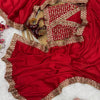 Classic Red Embroidered Saree with Heavy Zari-Sequin Border & Designer Blouse