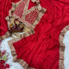Classic Red Embroidered Saree with Heavy Zari-Sequin Border & Designer Blouse