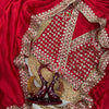 Classic Red Embroidered Saree with Heavy Zari-Sequin Border & Designer Blouse
