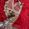 Classic Red Embroidered Saree with Heavy Zari-Sequin Border & Designer Blouse