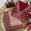 Maroon & Blush Pink Embroidered Saree with Heavy Sequin Zari Border and Designer Blouse
